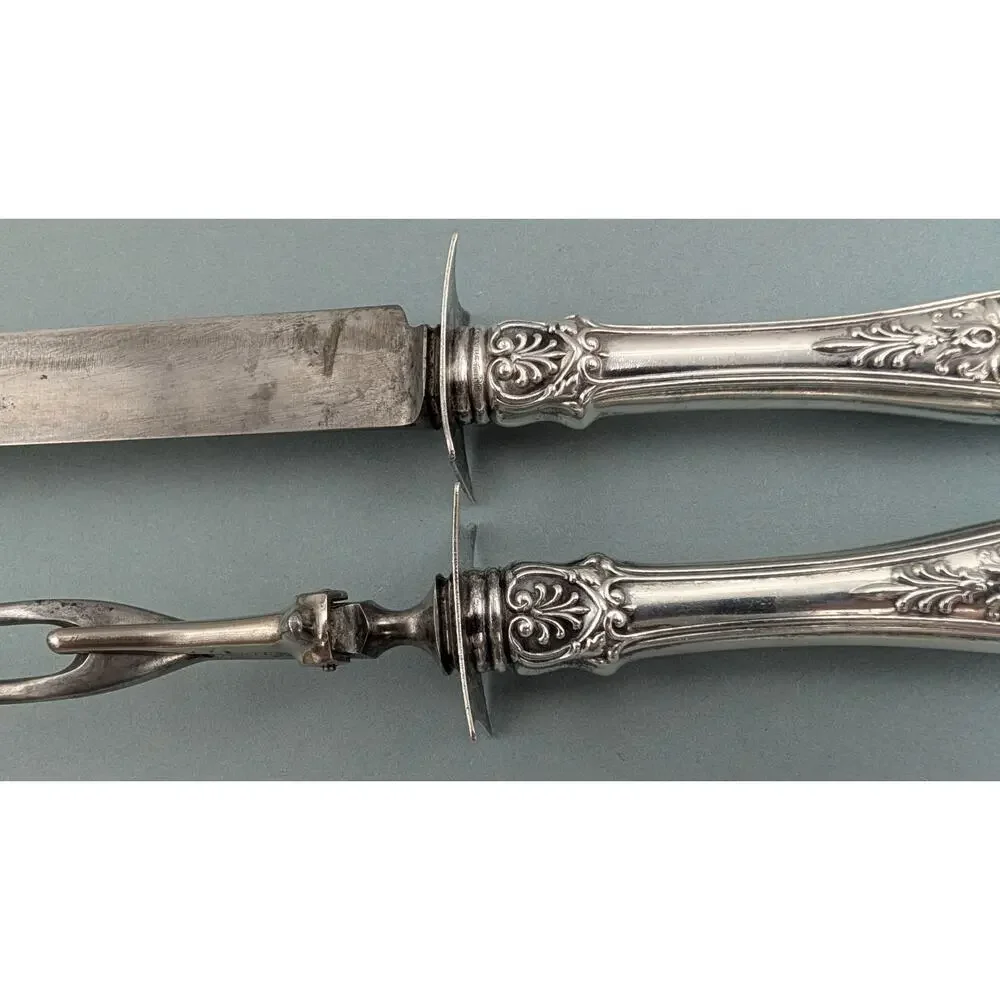 Gorham Sterling Silver Carving Set 2 Piece Knife and Fork New Queens Pattern